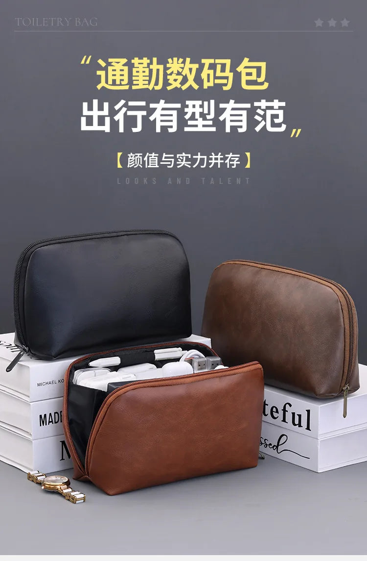Northbound Tech Pouch — Large Leather Cable Organiser Bag