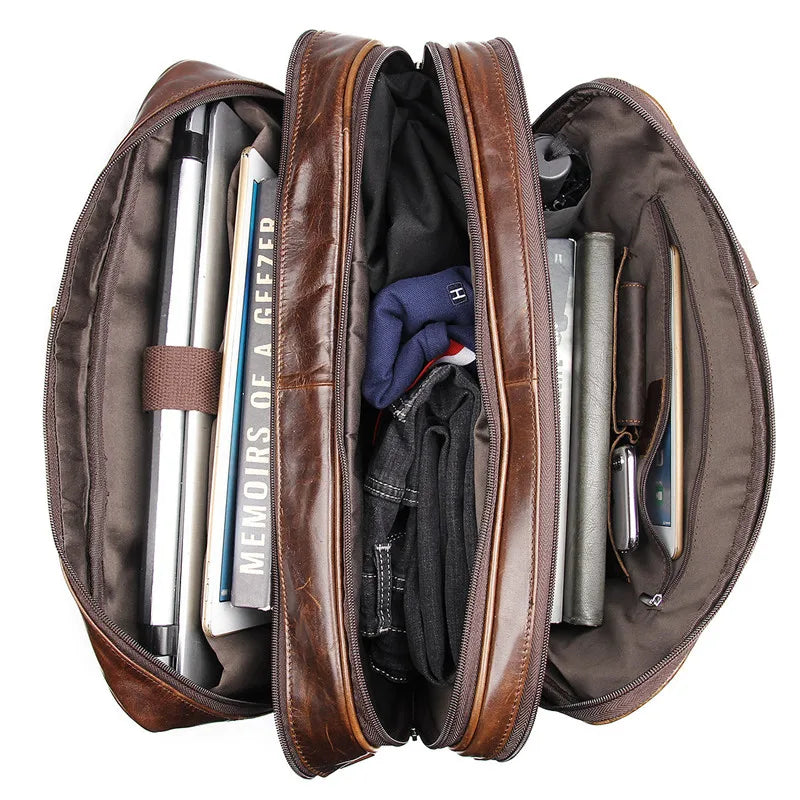 Men's Leather Shoulder Briefcase