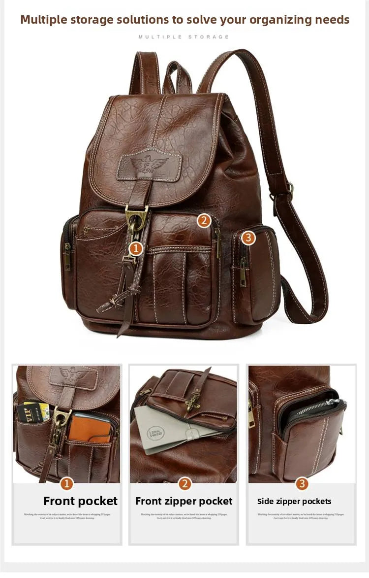 Retro Casual Travel Backpack — Waterproof Foldable Polyester Rucksack