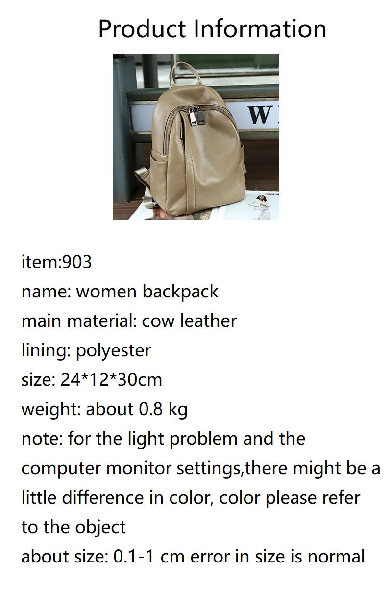 Women's Waterproof Leather Day Backpack