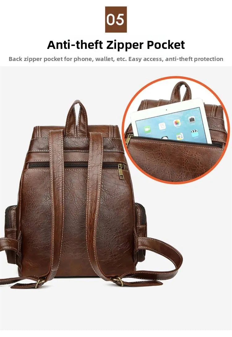 Retro Casual Travel Backpack — Waterproof Foldable Polyester Rucksack