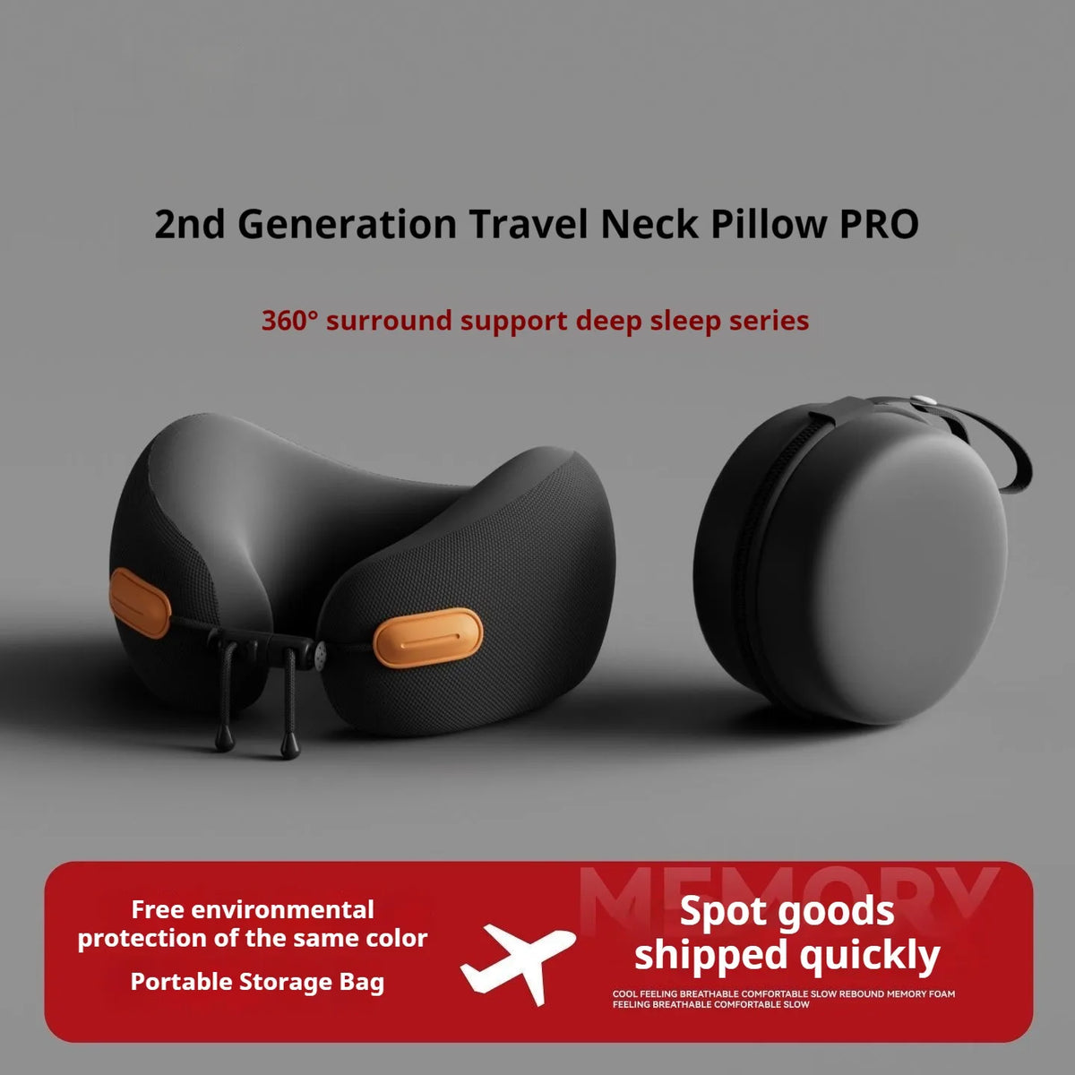 Memory Foam Travel Pillow — Soft Neck Cushion for Flights & Long Journeys
