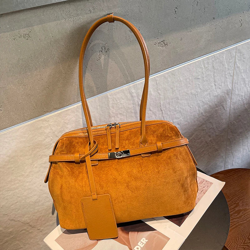 Women's Water-Resistant Suede Leather Tote