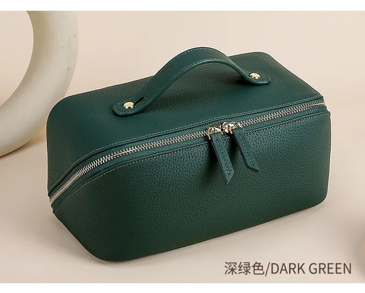 Genuine Leather Travel Cosmetic Bag