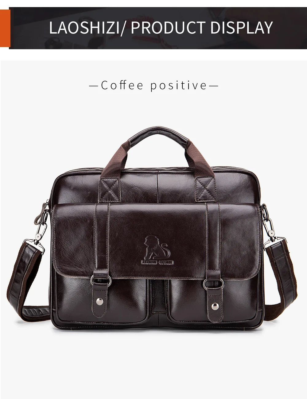 Genuine Leather Briefcase – 14" Laptop Crossbody Messenger Bag