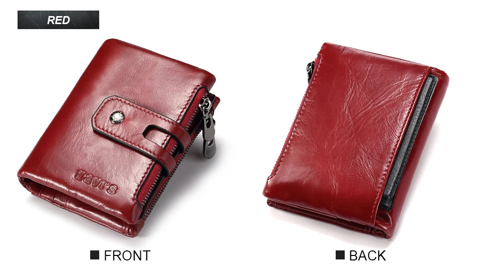 RFID Leather Bifold Wallet — Zip Coin Pocket for Men & Women