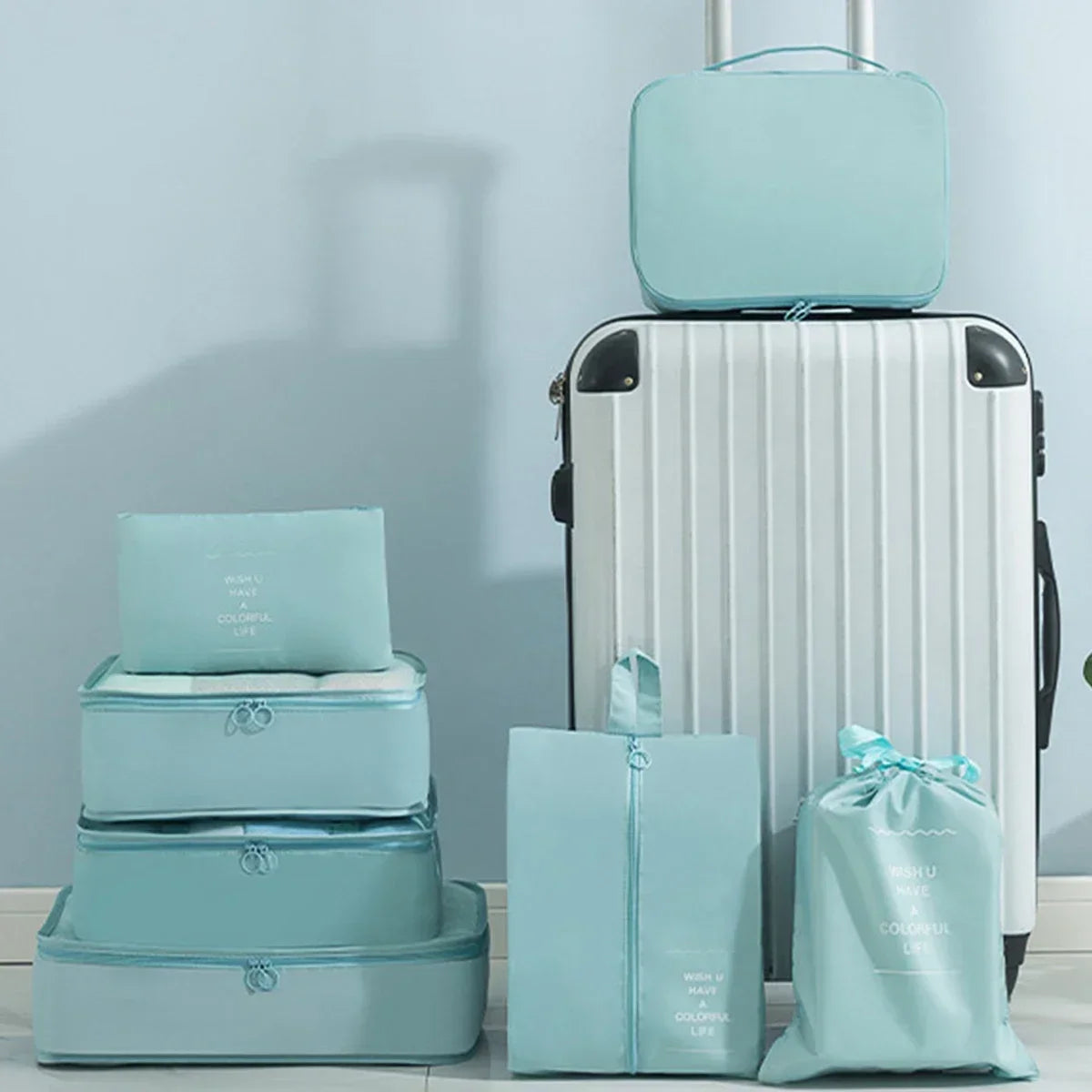 7-Piece Transparent Compression Packing Cubes – Luggage Organiser Set