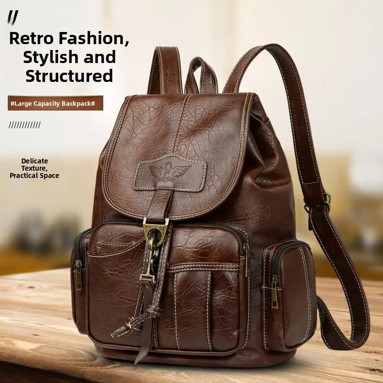 Retro Casual Travel Backpack — Waterproof Foldable Polyester Rucksack