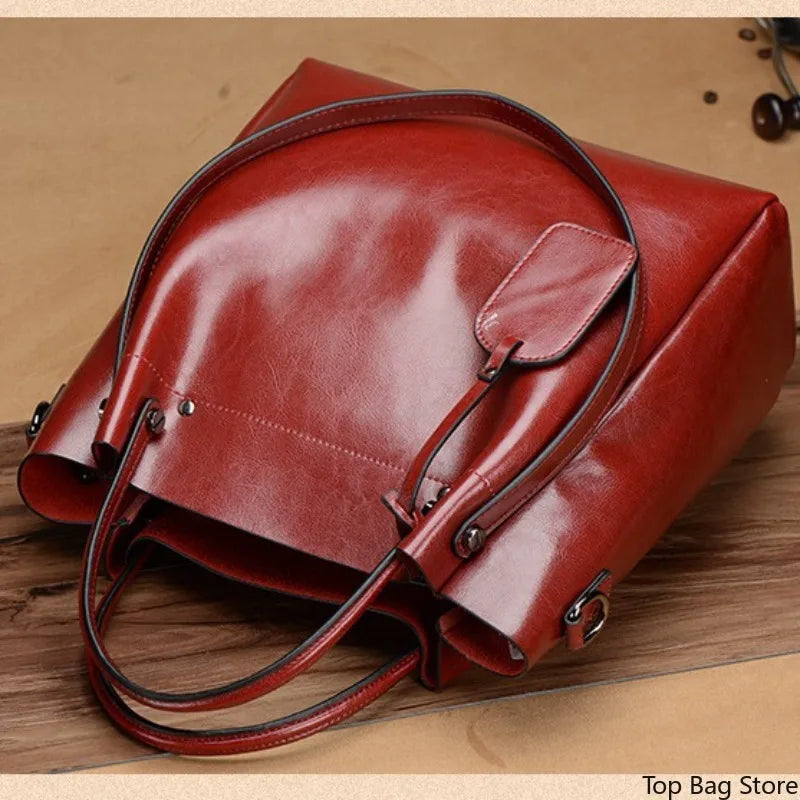 Women's Slouchy Waxed Leather Convertible Shoulder Bag