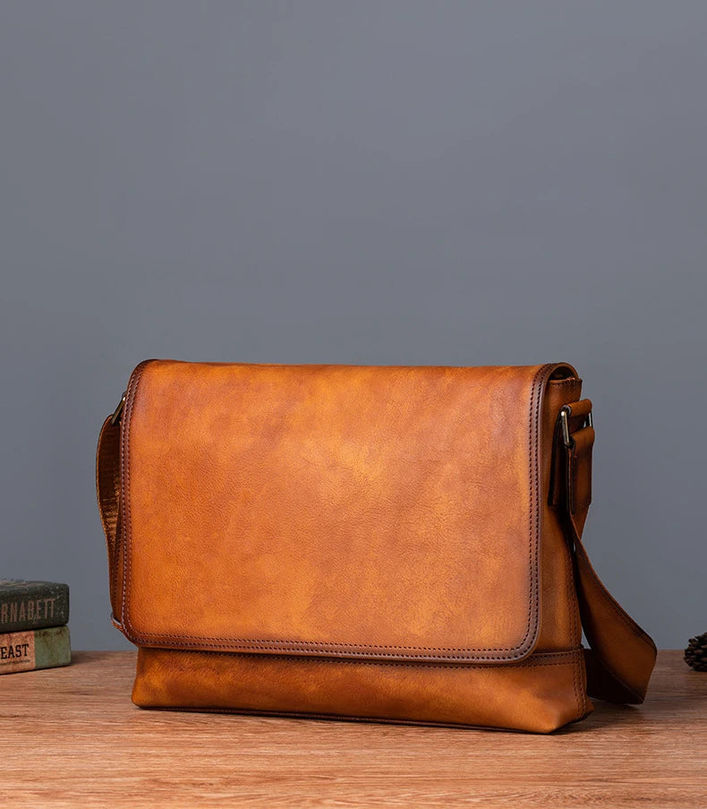 Men's Genuine Leather Briefcase – Large Capacity Shoulder Messenger Bag