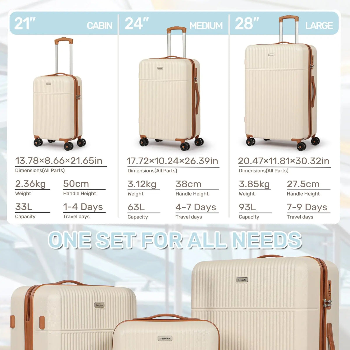 Northbound 3-Piece Hard Shell Luggage Set — 21", 24" & 28" Suitcases