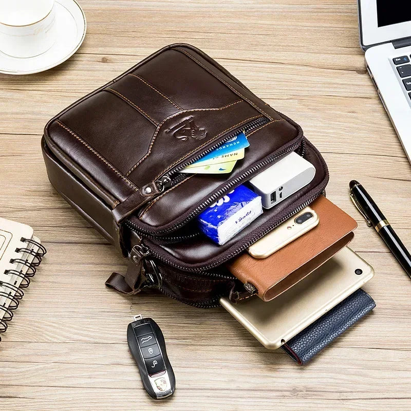 Genuine Leather Crossbody Messenger Bag – Luxury Satchel