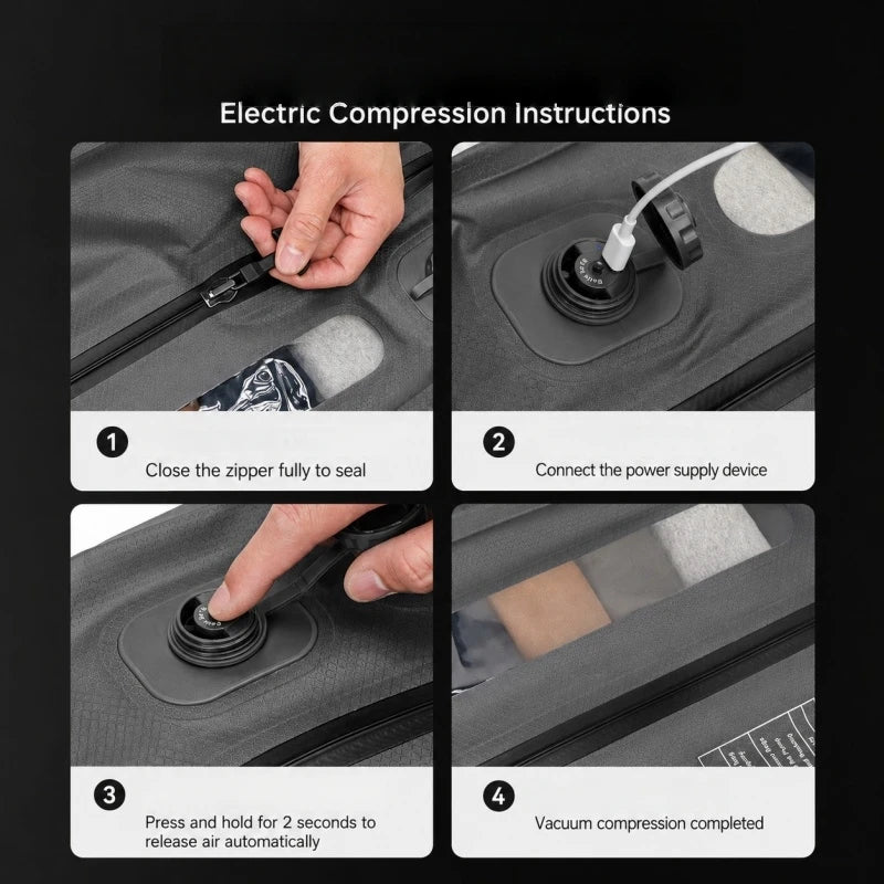 Travel Vacuum Compression Bag with Electric USB Pump – Airline Approved Packing Cube