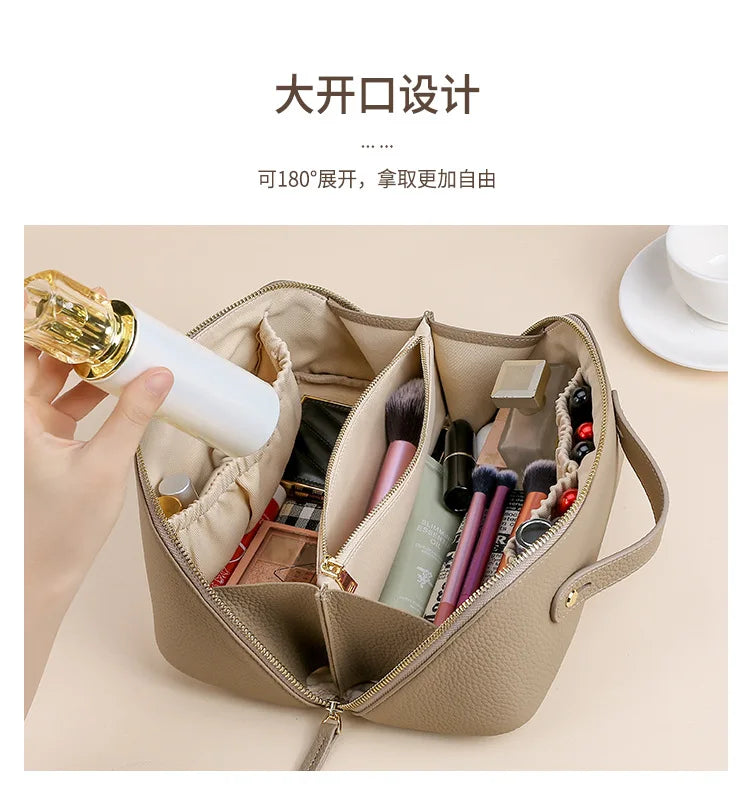 Genuine Leather Travel Cosmetic Bag