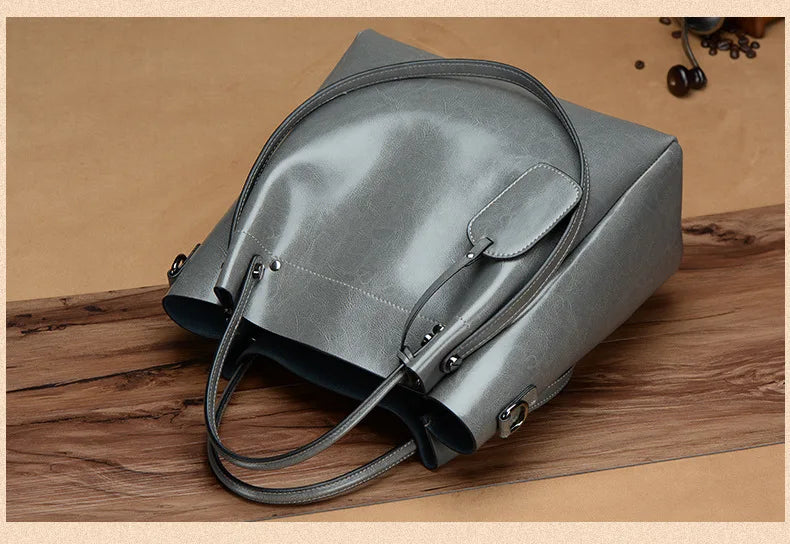 Women's Slouchy Waxed Leather Convertible Shoulder Bag