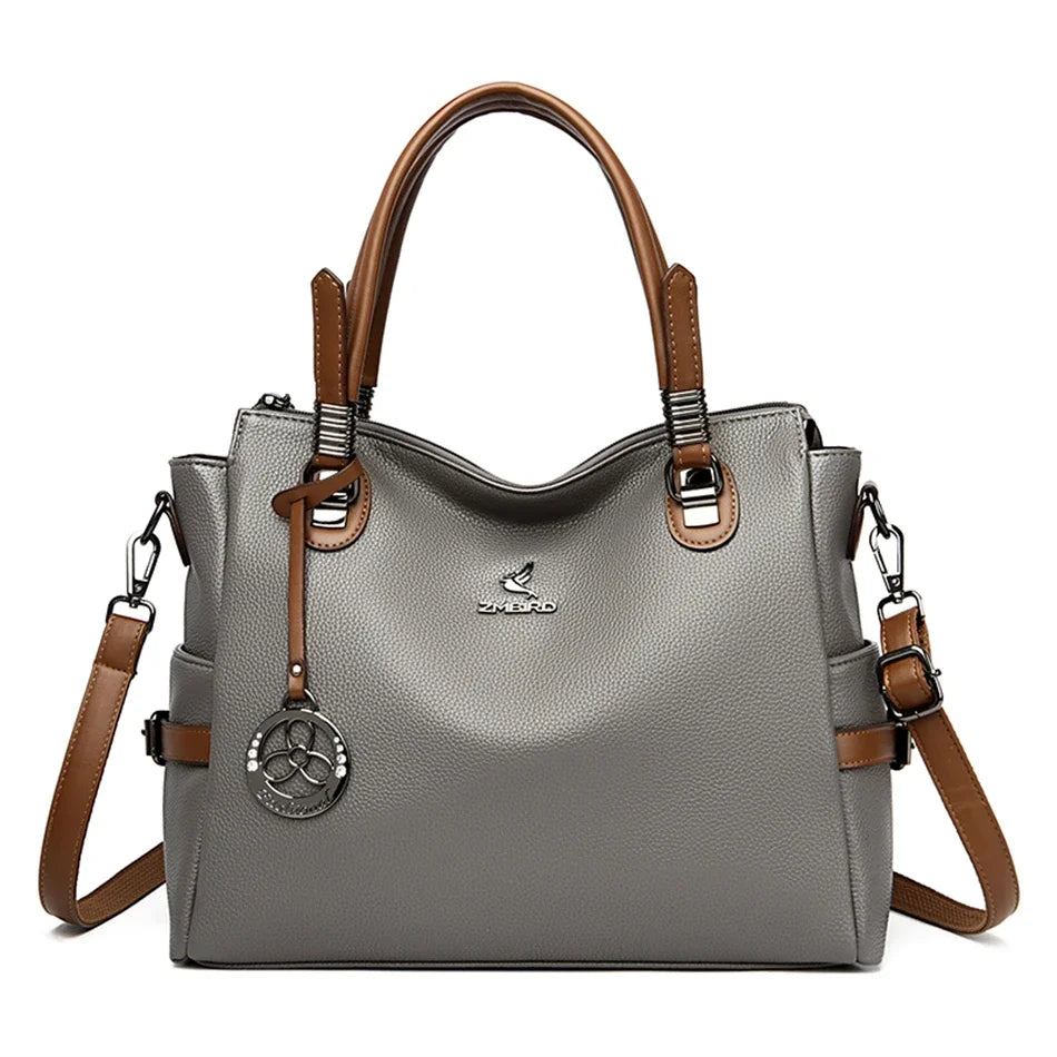Women's Genuine Leather Crossbody Shoulder Bag – Large Luxury Handbag