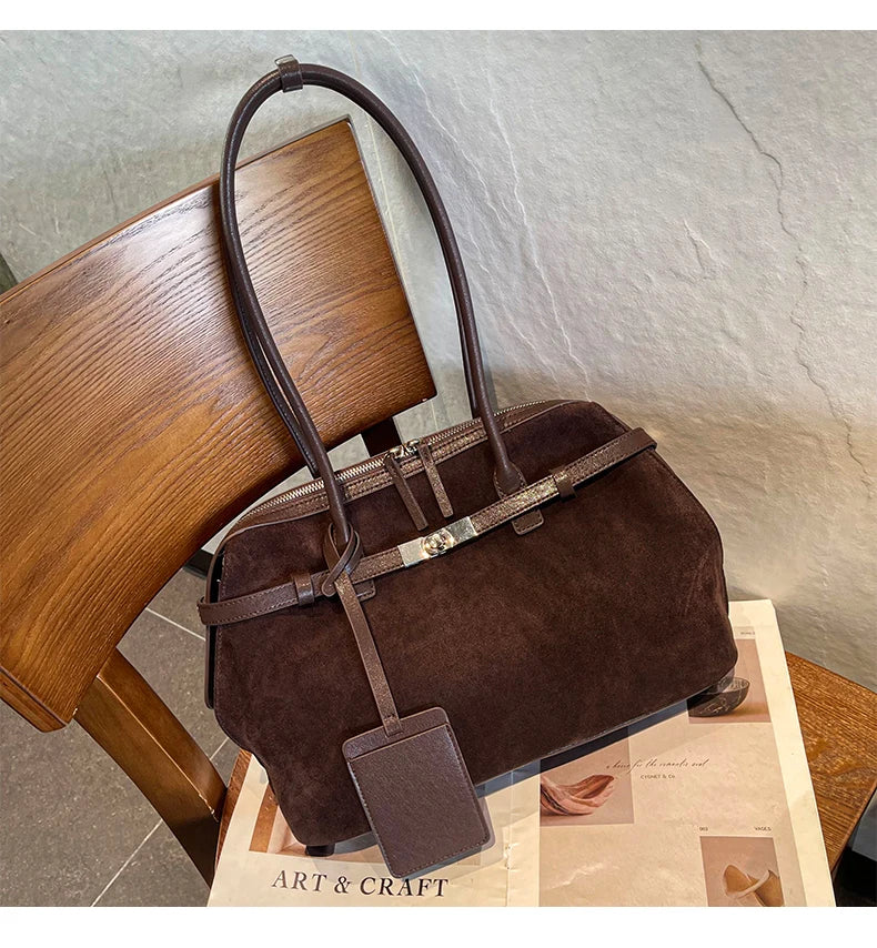 Women's Water-Resistant Suede Leather Tote