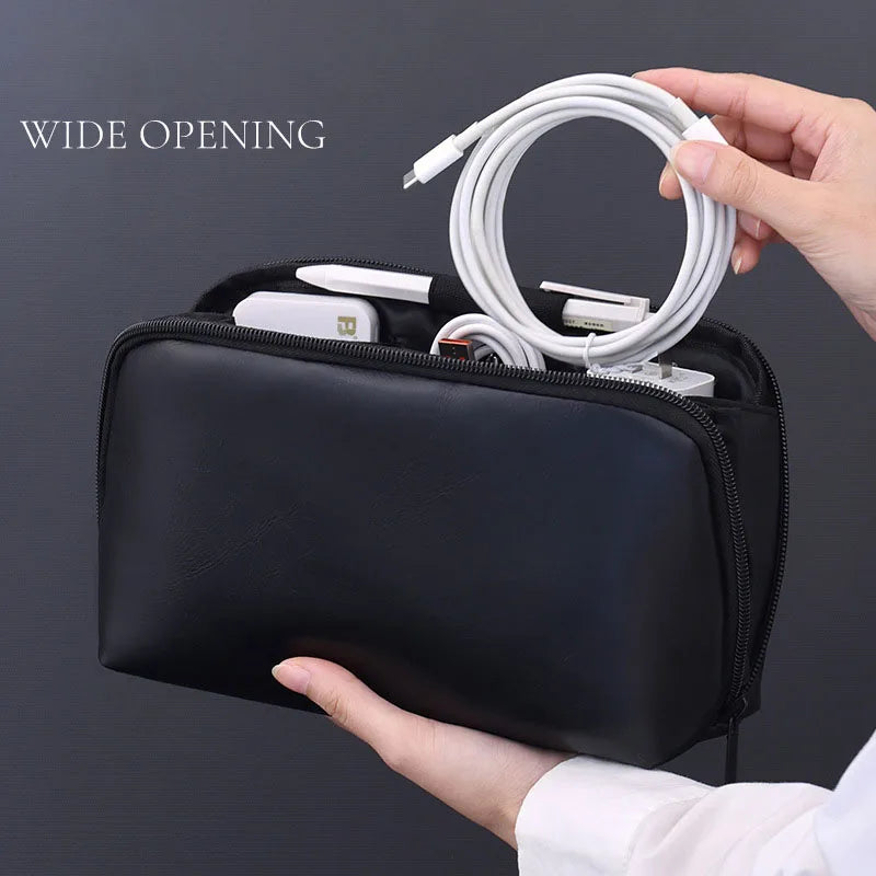 Northbound Tech Pouch — Large Leather Cable Organiser Bag