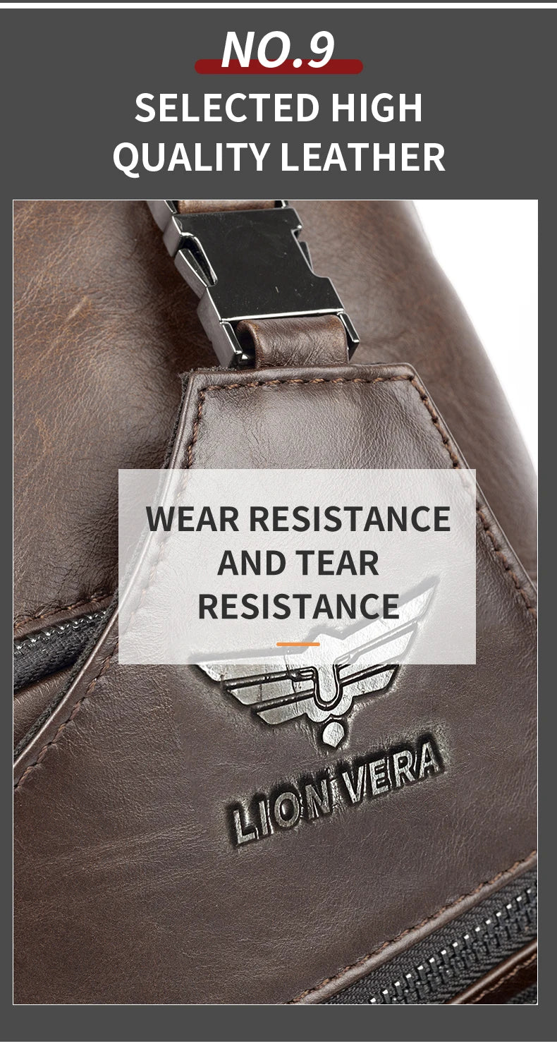 Genuine Leather Chest Bag — Anti-Theft Retro Crossbody Sling