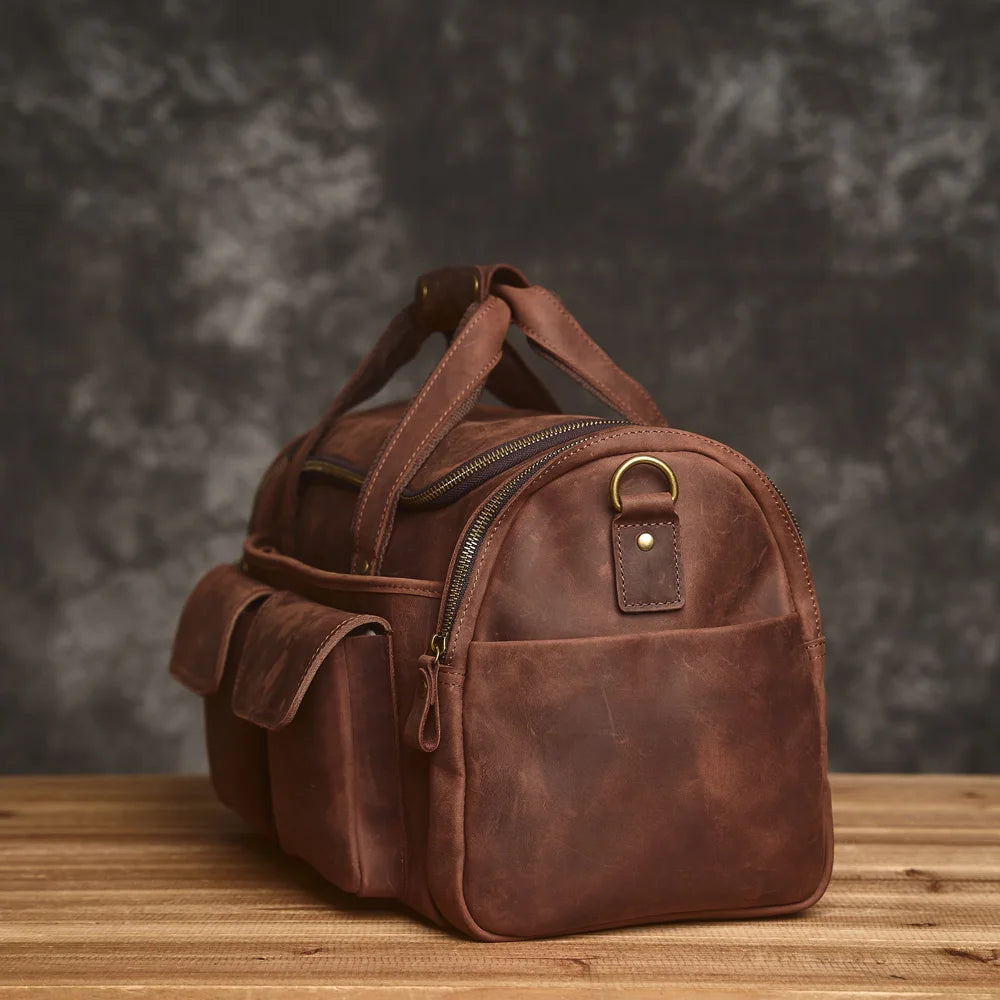 Vintage Leather Travel Messenger Bag