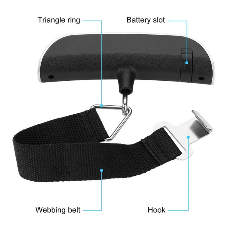 Portable Digital Luggage Scale — 110lb/50kg LCD Hanging Weigher