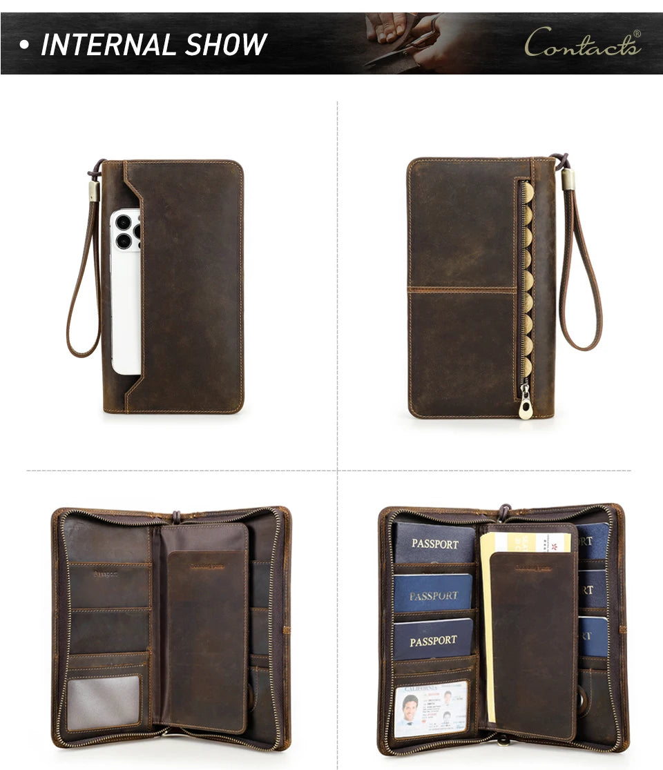 Leather Family Passport Wallet with AirTag Slot