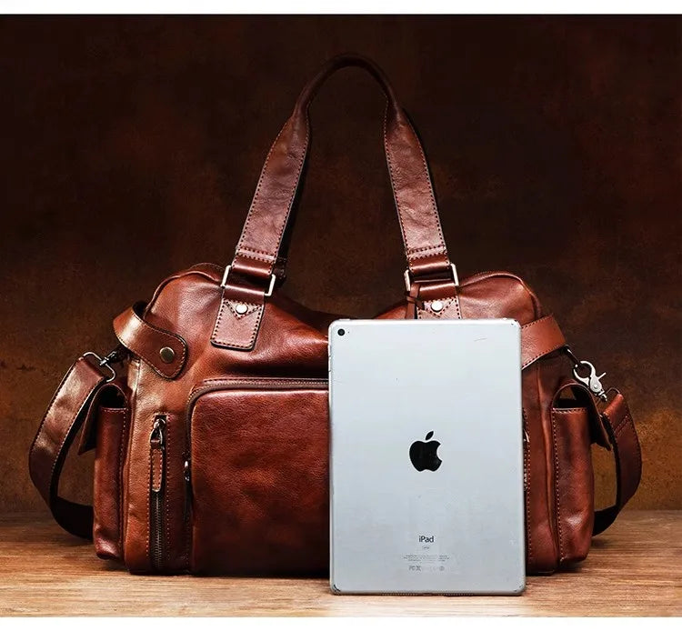 Men's Vegetable-Tanned Leather Travel Bag