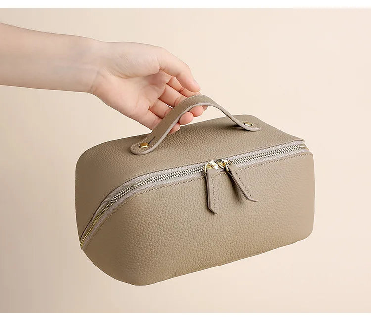 Genuine Leather Travel Cosmetic Bag