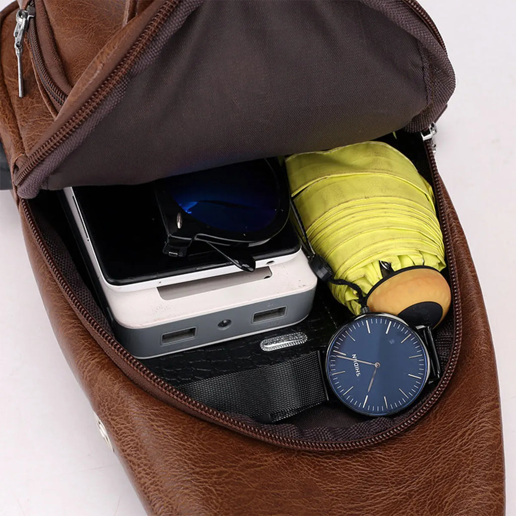PU Leather Crossbody Bag — Multi-Pocket Outdoor Shoulder Bag