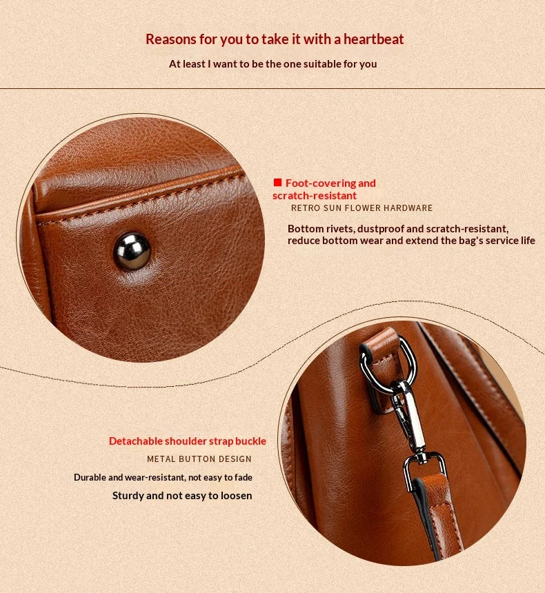 Women's Slouchy Waxed Leather Convertible Shoulder Bag