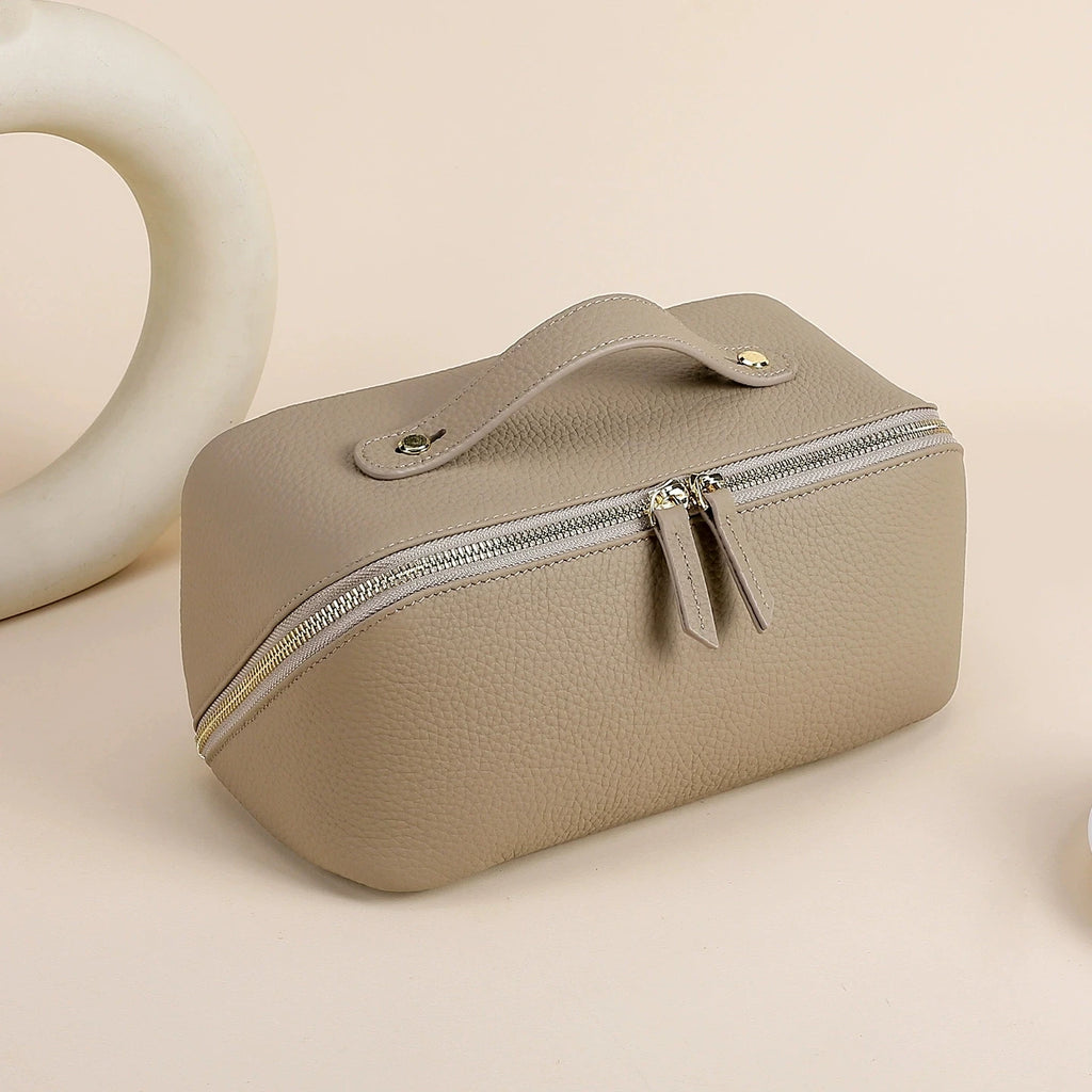 Genuine Leather Travel Cosmetic Bag