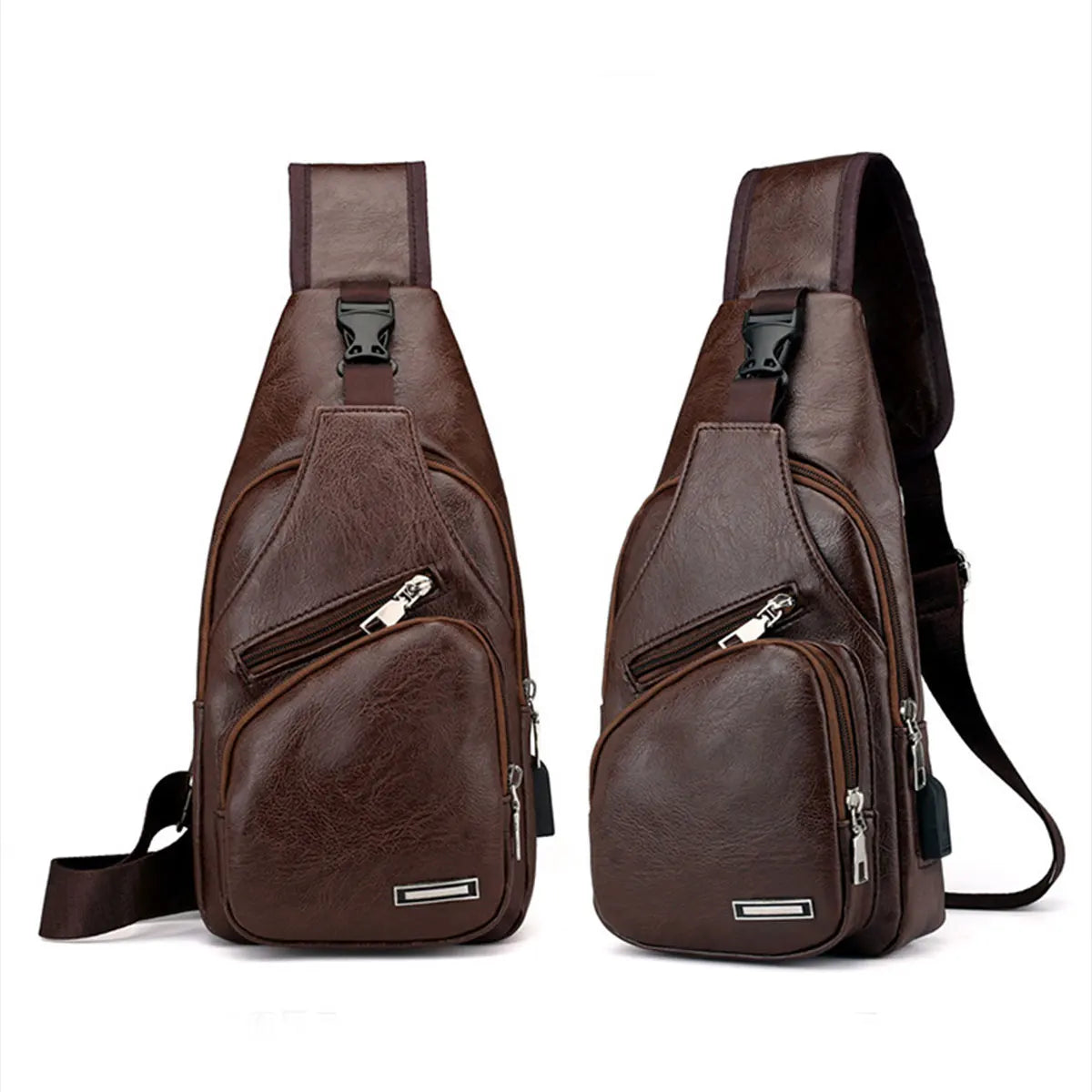 PU Leather Crossbody Bag — Multi-Pocket Outdoor Shoulder Bag