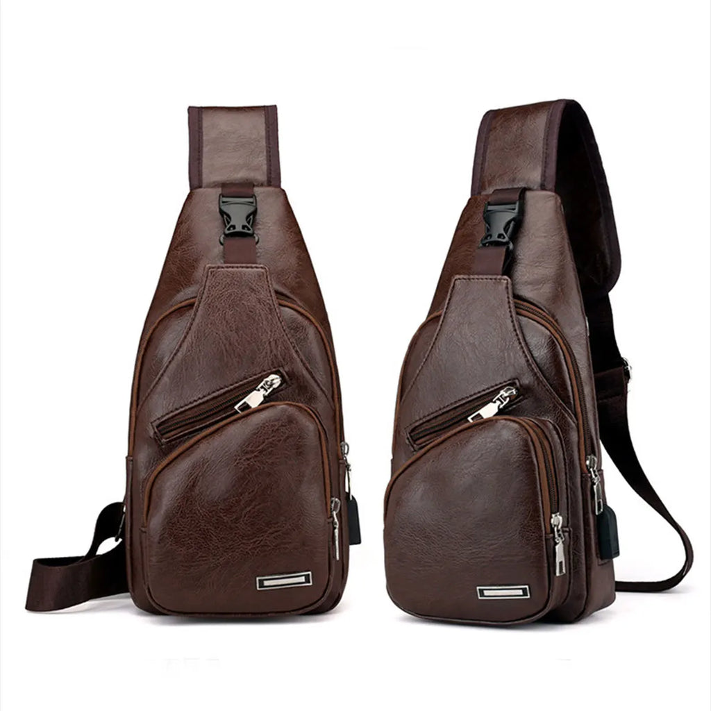 PU Leather Crossbody Bag — Multi-Pocket Outdoor Shoulder Bag
