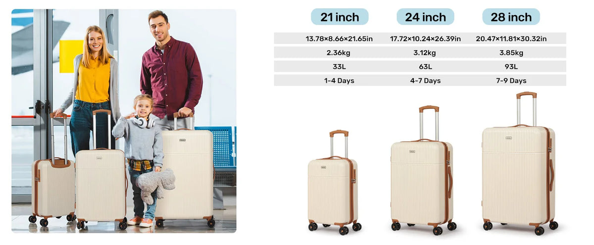 Northbound 3-Piece Hard Shell Luggage Set — 21", 24" & 28" Suitcases