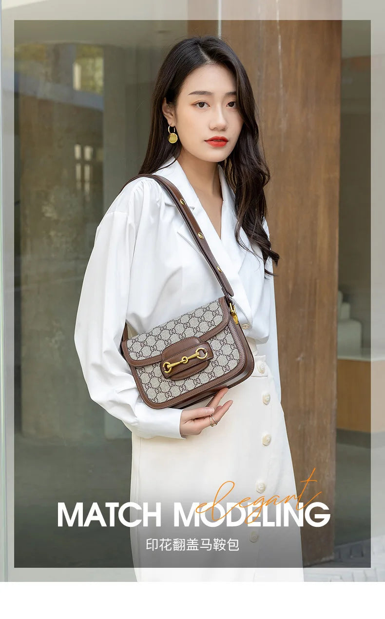 Women's Genuine Leather Saddle Bag – Crossbody Shoulder Bag
