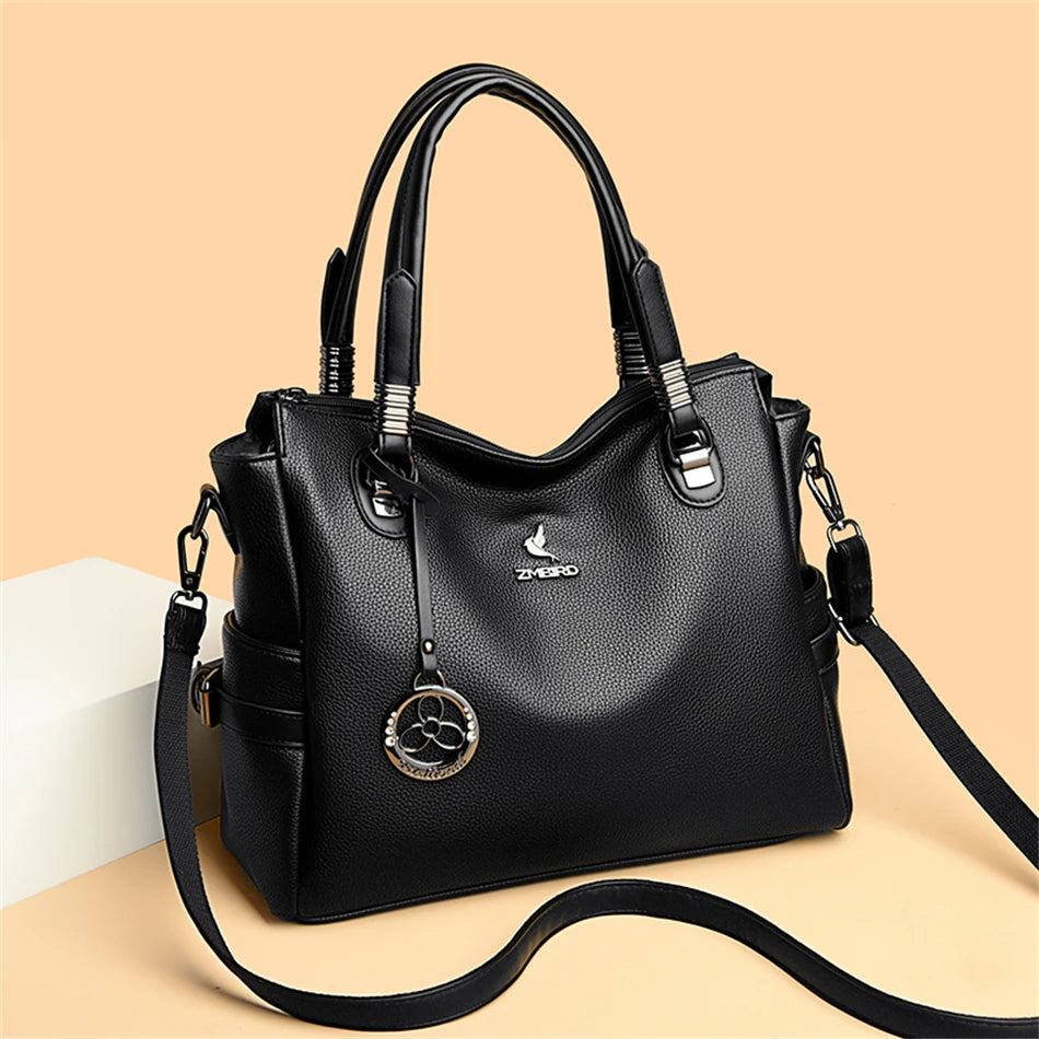Women's Genuine Leather Crossbody Shoulder Bag – Large Luxury Handbag
