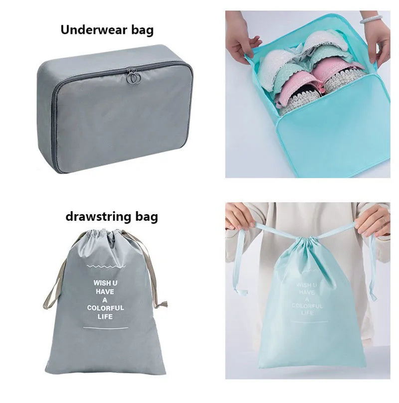 Travel Storage Bags Set – Clothes, Toiletries & Shoes Packing Organisers