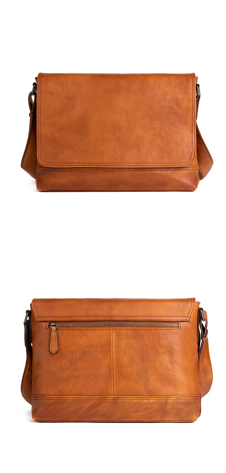 Men's Genuine Leather Briefcase – Large Capacity Shoulder Messenger Bag