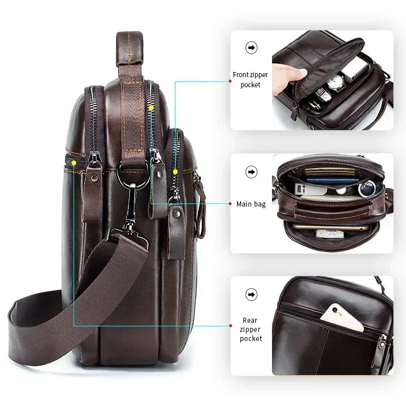 Genuine Leather Crossbody Messenger Bag – Luxury Satchel