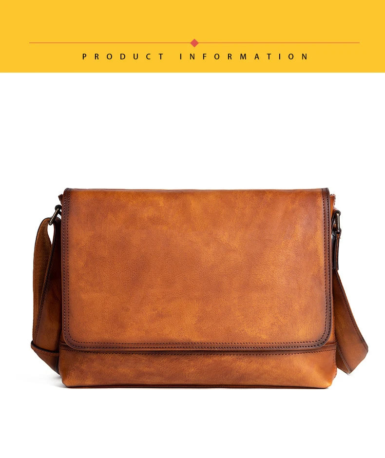 Men's Genuine Leather Briefcase – Large Capacity Shoulder Messenger Bag