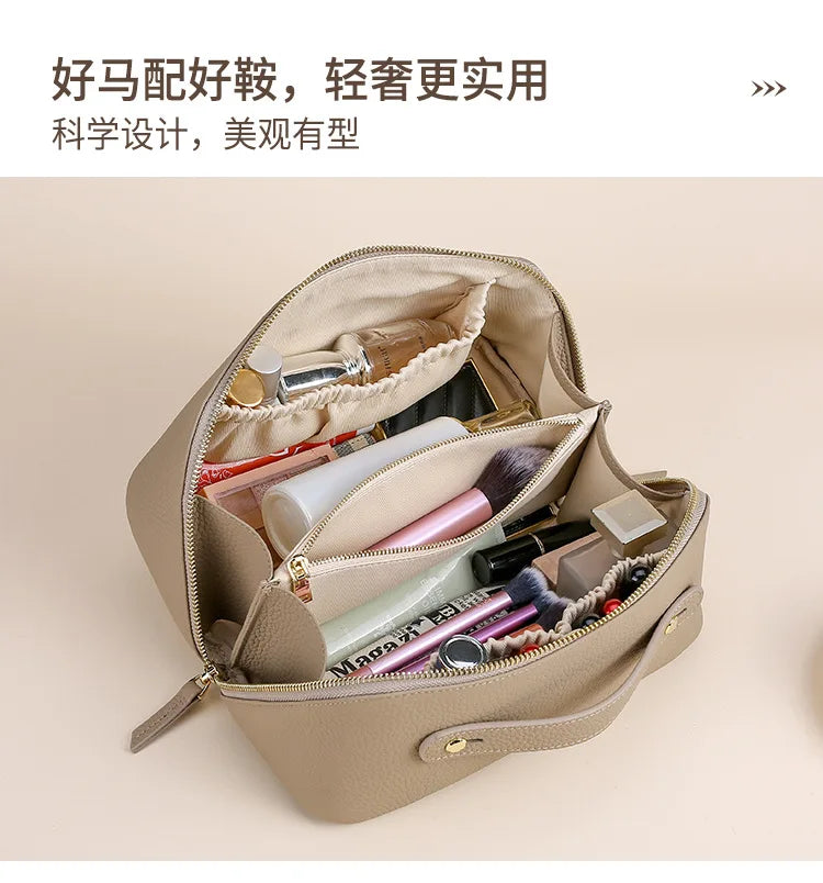 Genuine Leather Travel Cosmetic Bag