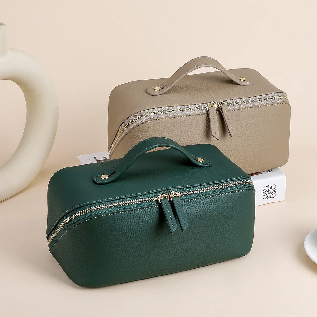 Genuine Leather Travel Cosmetic Bag