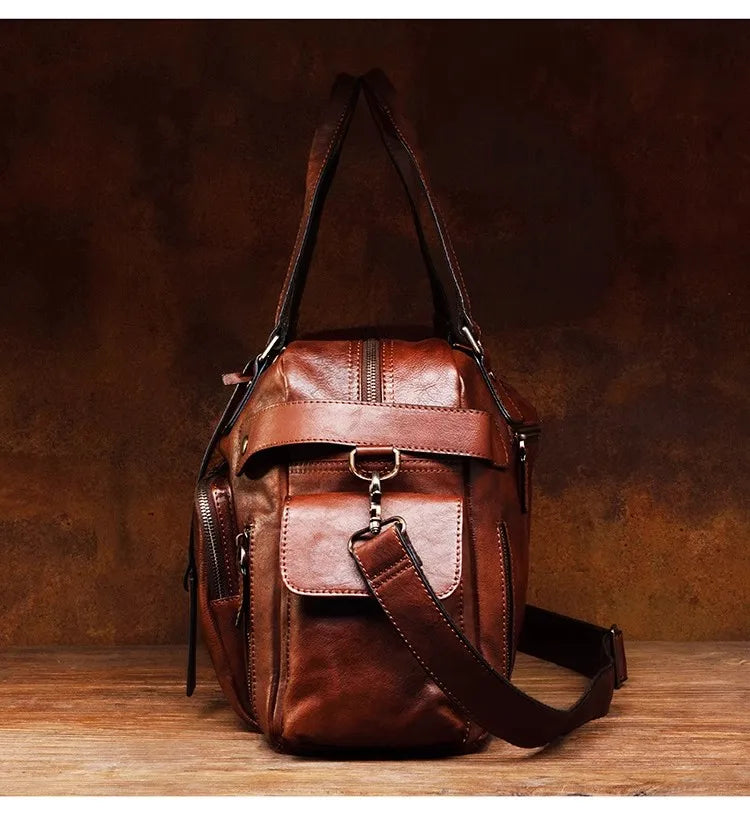 Men's Vegetable-Tanned Leather Travel Bag