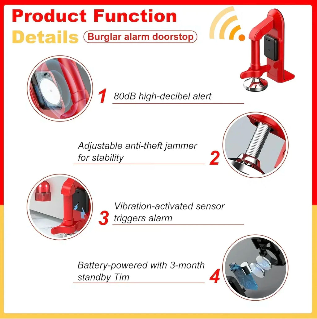 Portable Alloy Door Stopper with Optional Alarm