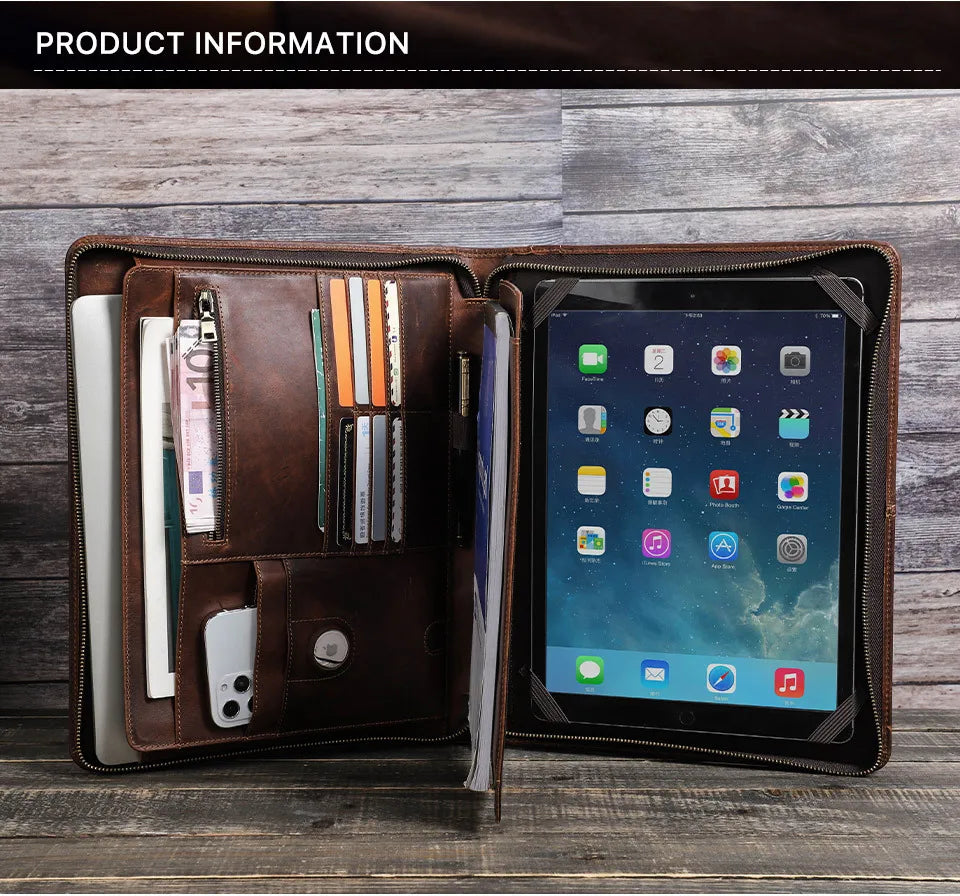 Northbound Leather Portfolio Briefcase — Document Organiser & Travel Folio
