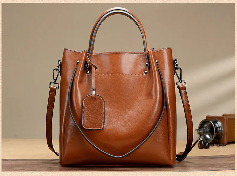 Women's Slouchy Waxed Leather Convertible Shoulder Bag