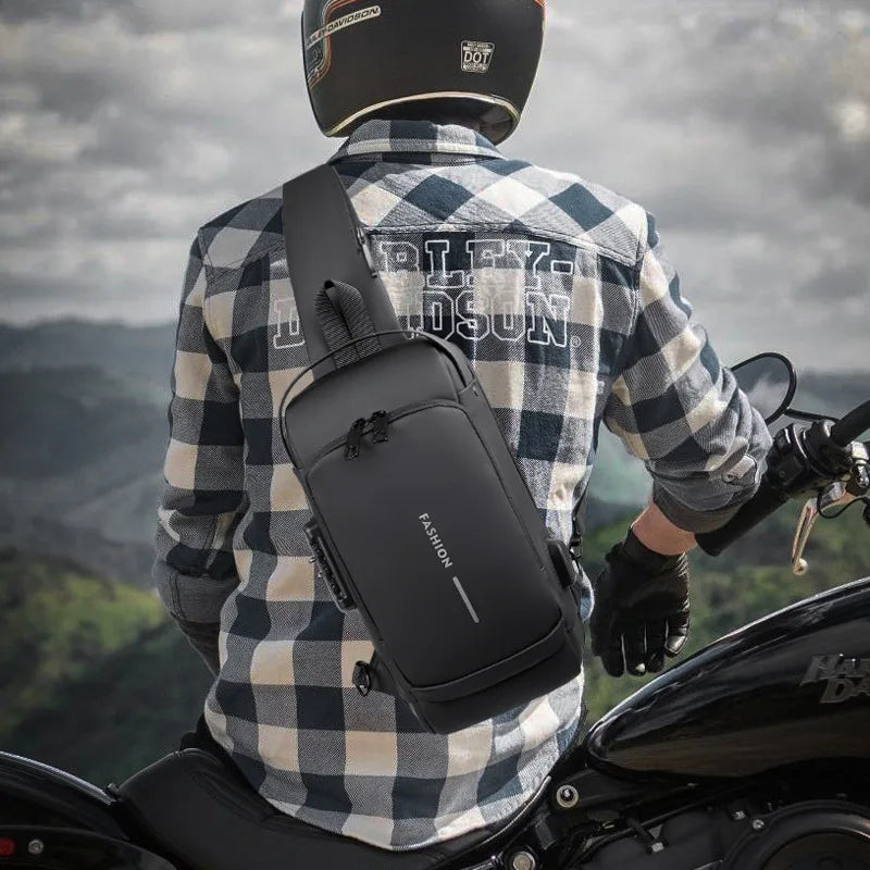 Men's Crossbody Chest Bag — Anti-Theft PU Leather Shoulder Bag