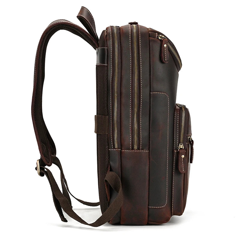 Unisex Vintage Crazy Horse Leather Backpack
