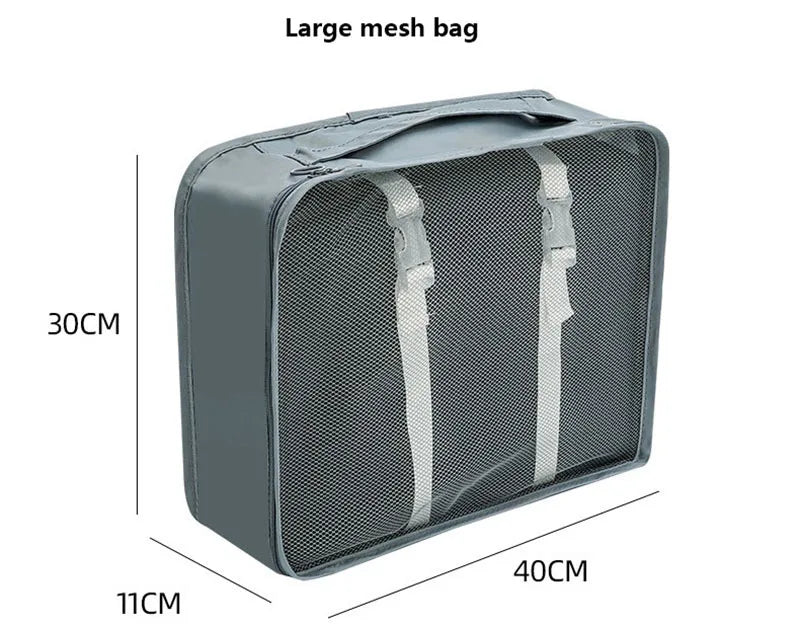 8-Piece Waterproof Travel Packing Cubes Set – Luggage Organiser with Drawstring Pouches