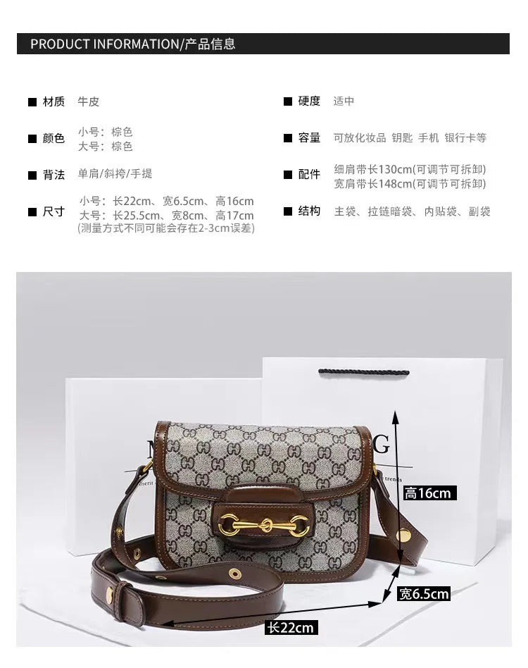 Women's Genuine Leather Saddle Bag – Crossbody Shoulder Bag